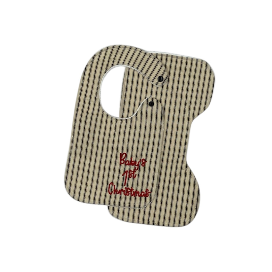 Babies 1st Christmas Bib and Burp Cloth