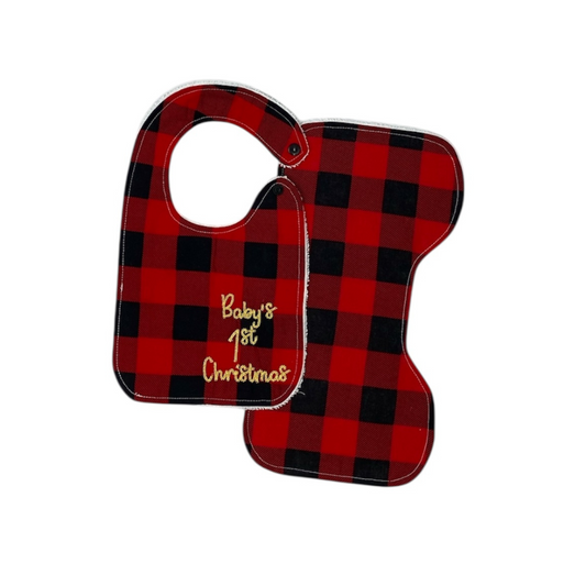 Babies 1st Christmas Bib and Burp Cloth