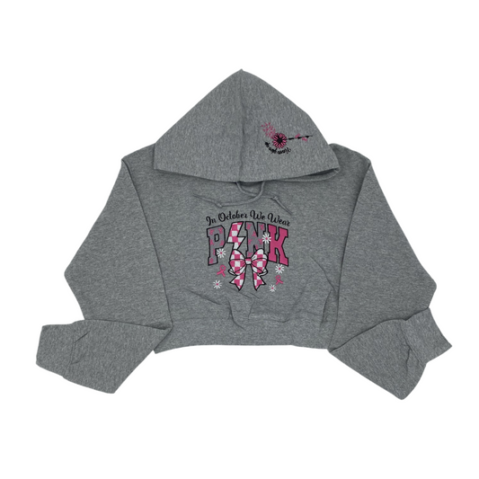 In October We Wear Pink Breast Cancer Awareness Crop Hoodie